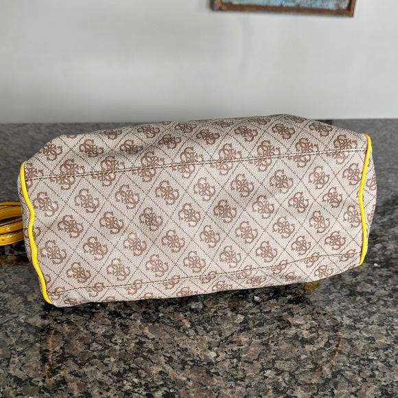 Guess Cream and Yellow Satchel crossbody with Logo Pattern and Bright Accents - Picture 7 of 13